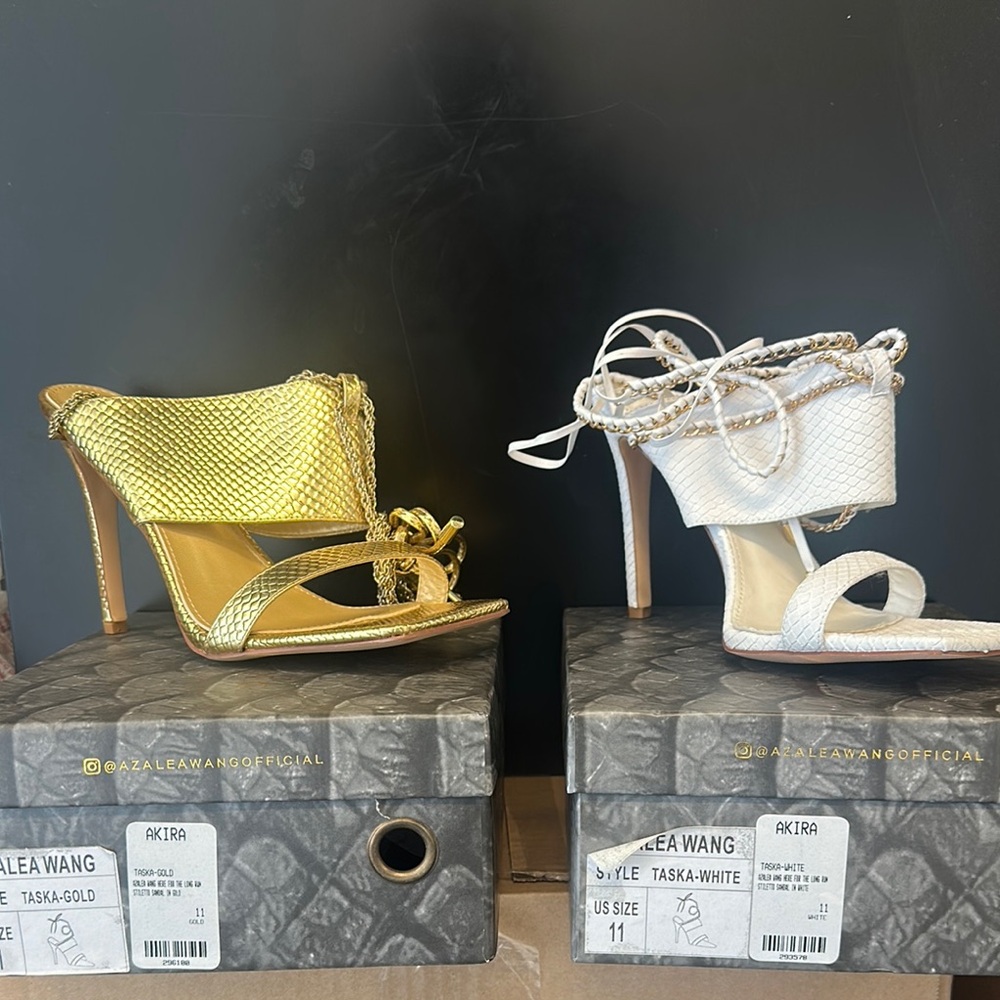 Gold and White Women's Heels